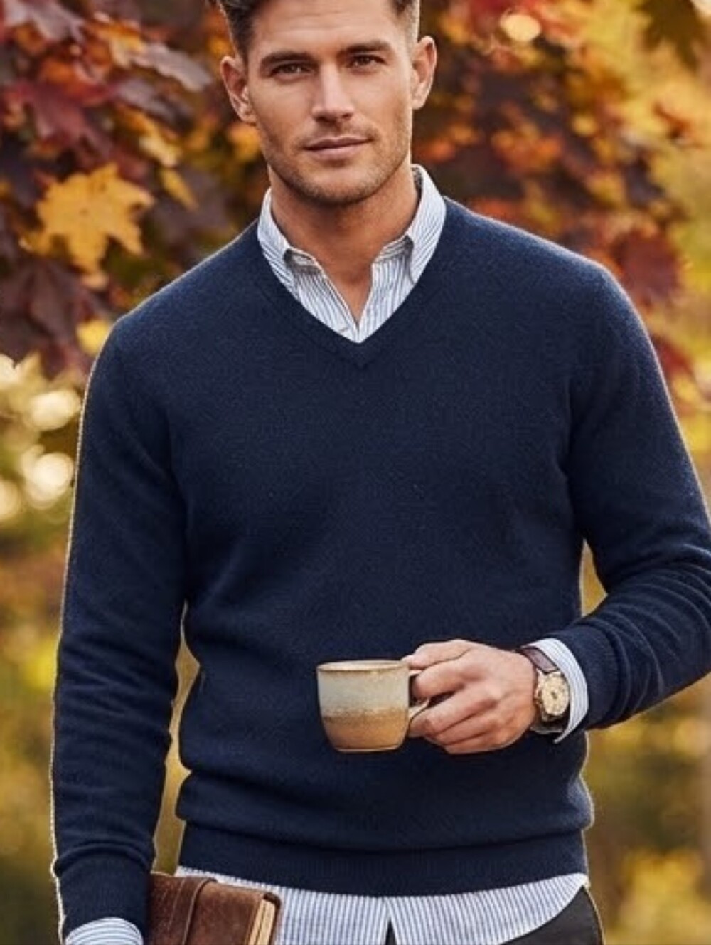 Luigi Baldo 100% Cashmere Navy Blue V-Neck Long Sleeve Sweater Size Large